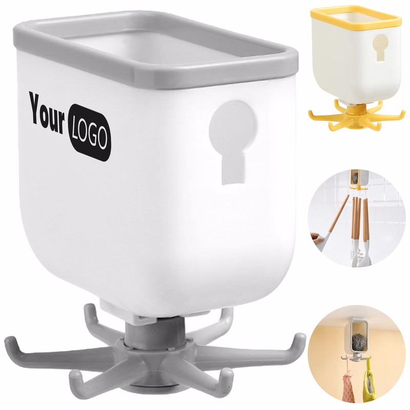 Plastic Multi Functional 6-Hook Rotating Hook Storage Rack