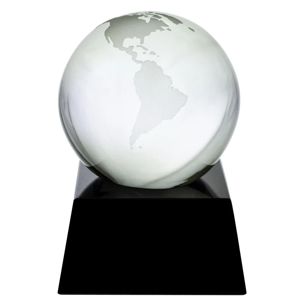 3" Crystal Globe Award on Marble Base 1