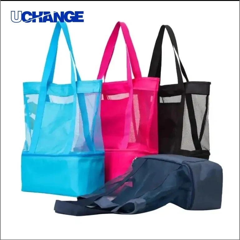 Two-Layer Mesh Cooler Beach Tote Insulated Food Carry 1