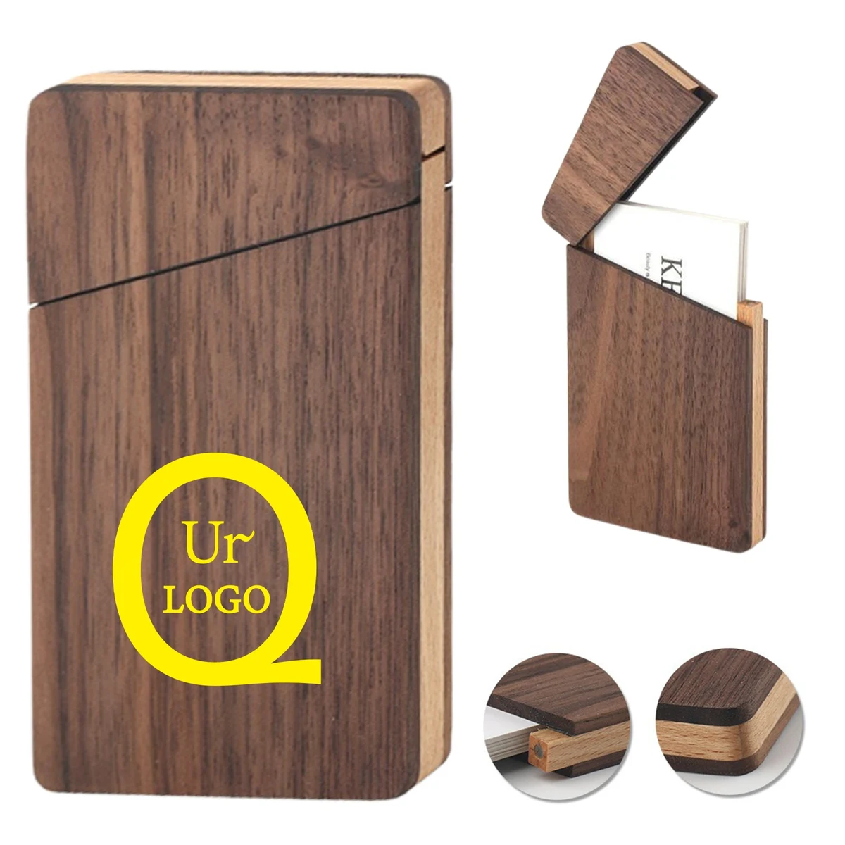 Wood Name Card Holder W/ Magnetic Closure 1