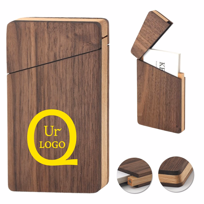 Wood Name Card Holder W/ Magnetic Closure