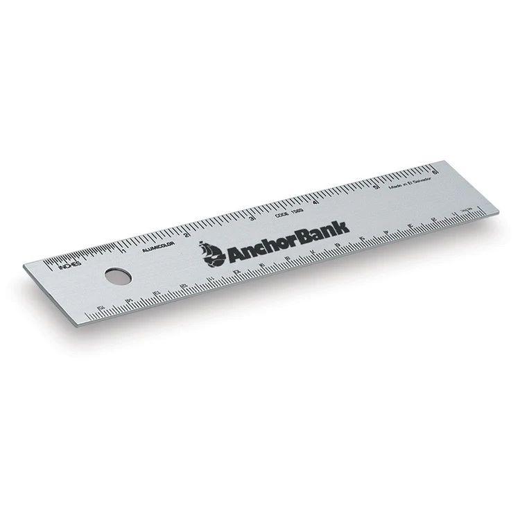 6" Straight Edge Aluminum Ruler with Center-Finding Back 1