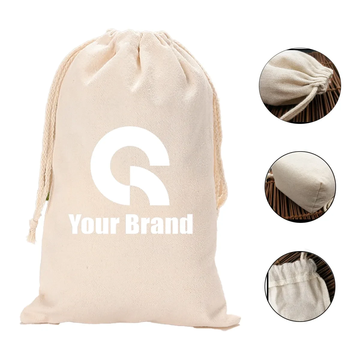 5 Pack Reusable Canvas Drawstring Bag All-Over Printing 1