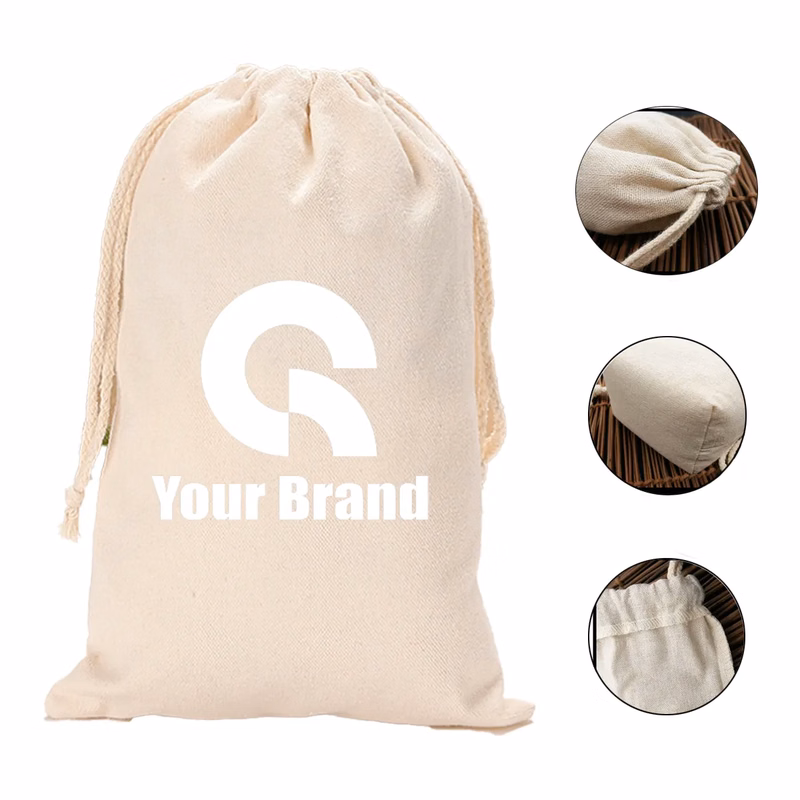5 Pack Reusable Canvas Drawstring Bag All-Over Printing
