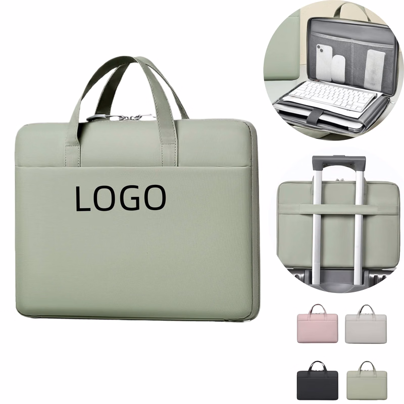 14inch Leather Laptop Sleeve Case Briefcase Bag With Zipper