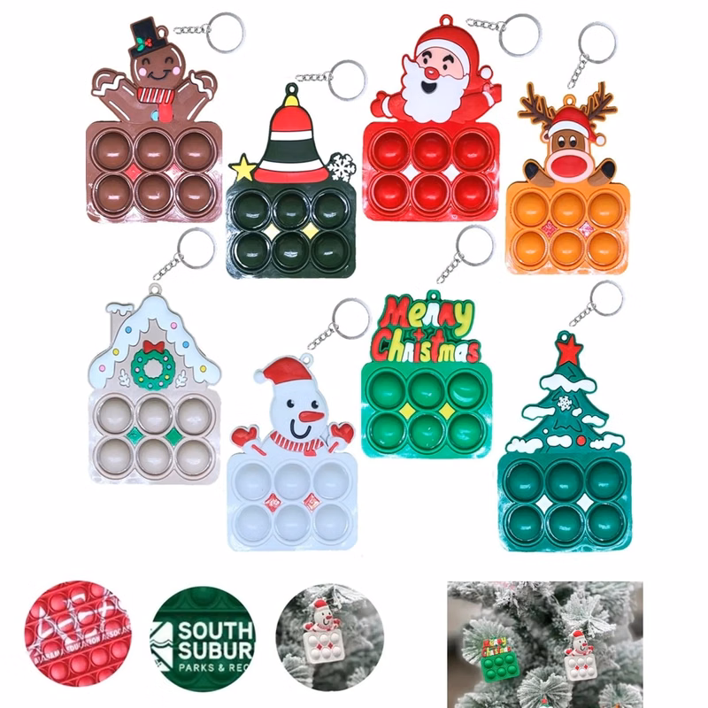 Christmas Ornament Push Bubble Pop Toy Keychain