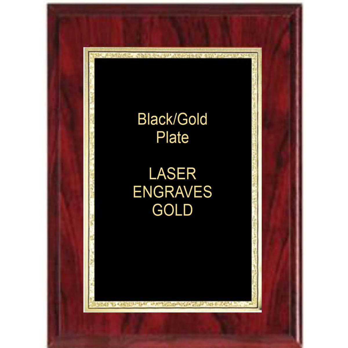 5" x 7" Red Woodgrain Plaque with a Black Florentine Plate 1