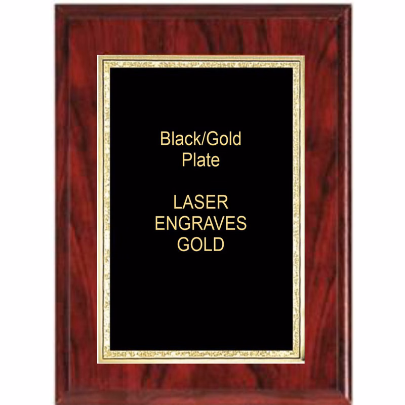 5" x 7" Red Woodgrain Plaque with a Black Florentine Plate