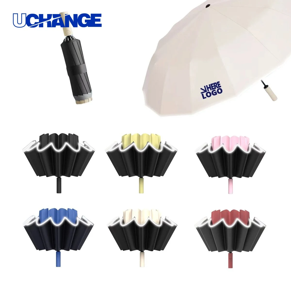 12 Ribs Windproof Automatic Inverted Umbrella 1
