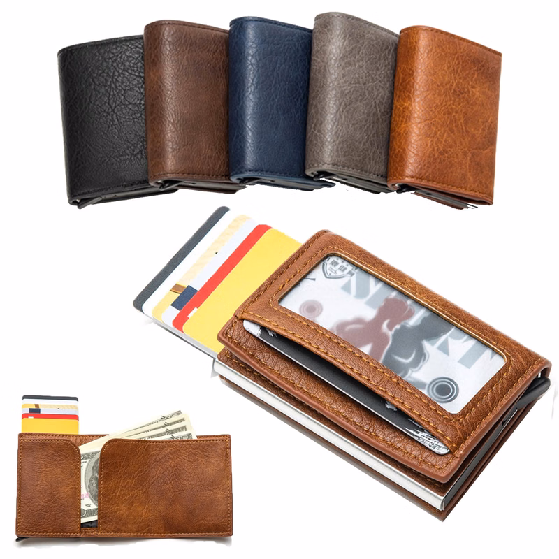 Slim RFID Wallets for Men Genuine Leather Front Pocket