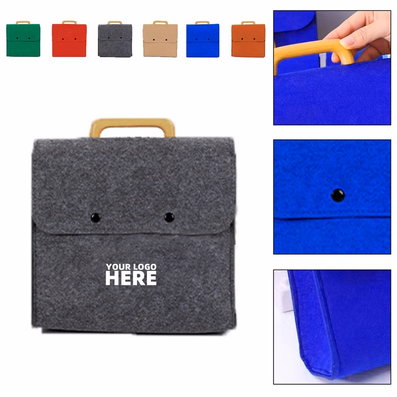 Wooden Handle Felt Clutch