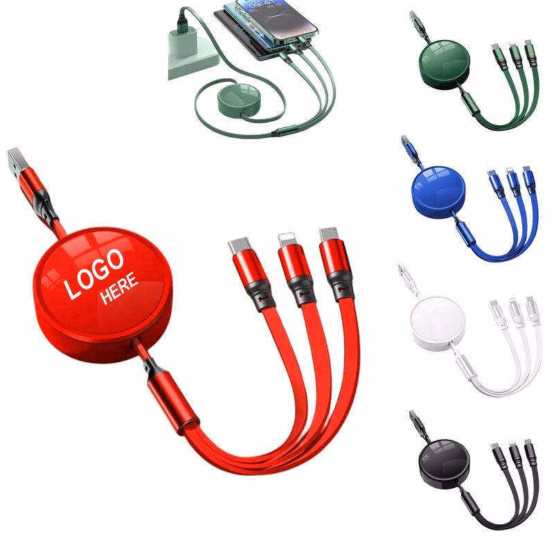 120W 3-in-1 Retractable Charging Cable