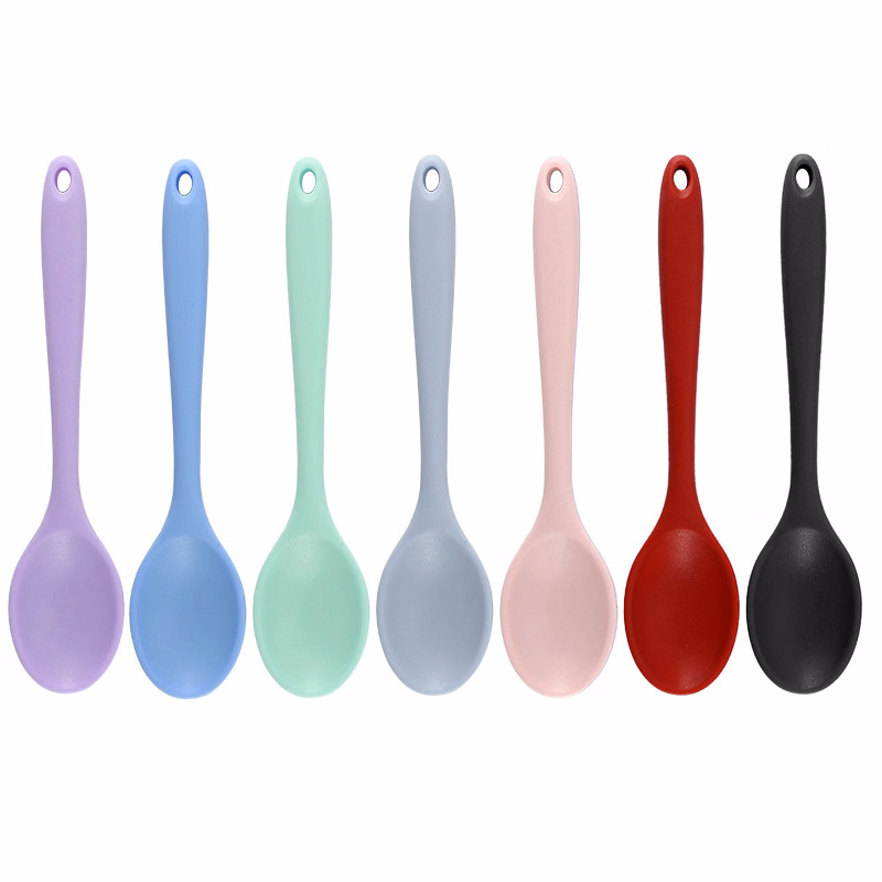 One-piece food-grade kitchen cooking silicone spoon