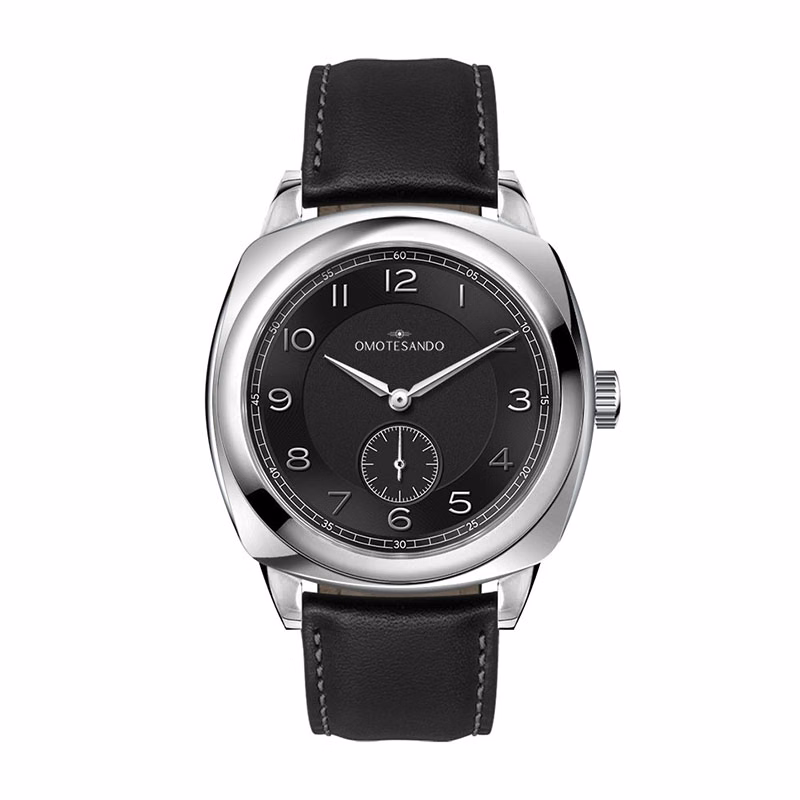 Watch Creations 40MM, 3 HAND WITH SMALL SECOND, STAINLESS STEEL CASE, BLACK DIAL, BLACK LEATHER STRAP
