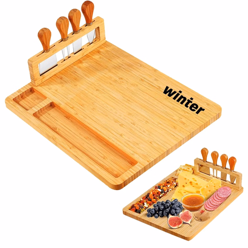 4-Piece Kitchen Bamboo Charcuterie Cheese Cutting Board Set