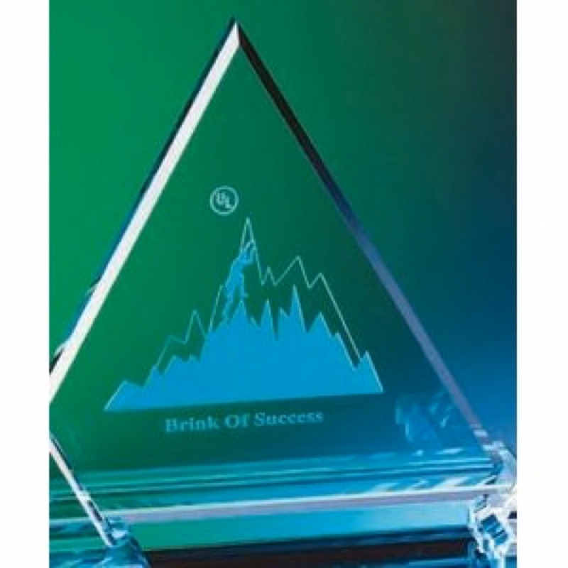 10" Jade Crystal Triangle with Base