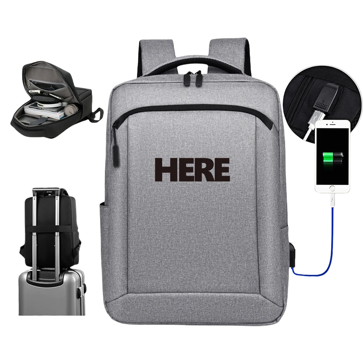 15.6" Ultimate Travel Everyday Laptop Backpack in Heather Grey 1