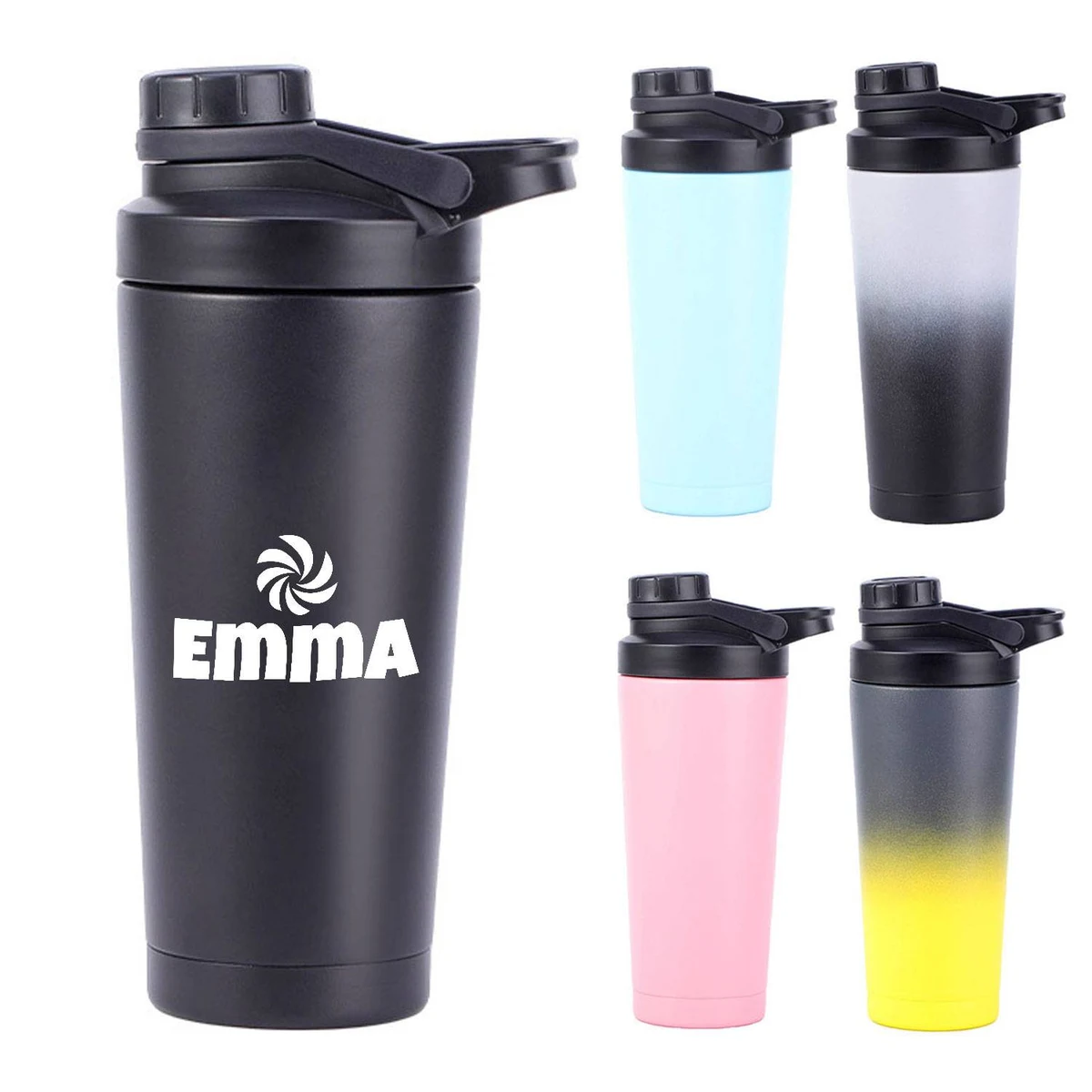 25OZ Stainless Steel Shaker Bottle w/ Noise-Free Design, custom water bottle with logo imprint 1