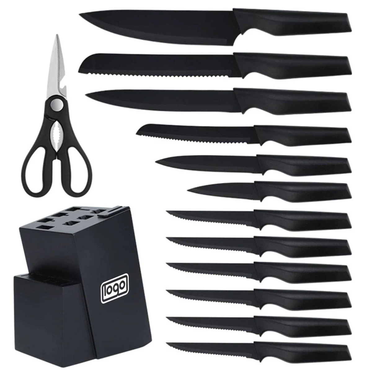 Kitchen Knife Set w/ Wooden Holder 1