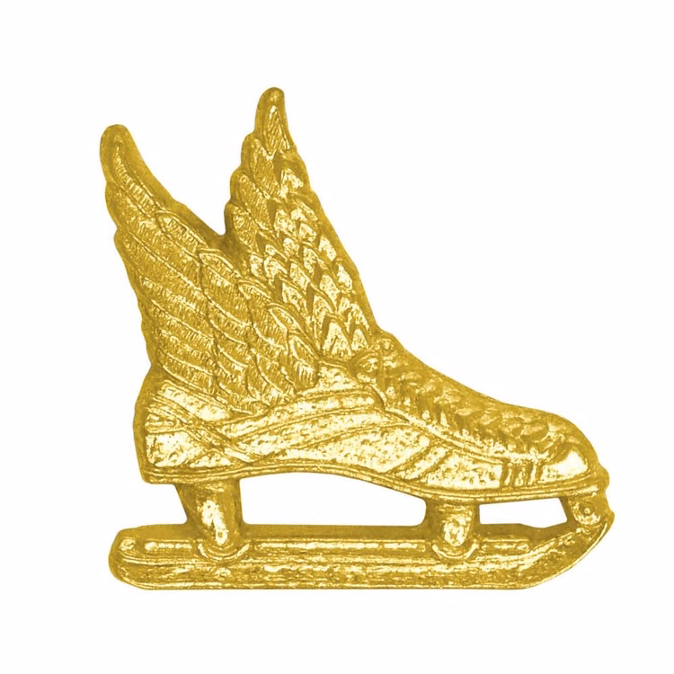 Ice Skate Bright Gold Chenille Lapel Pin