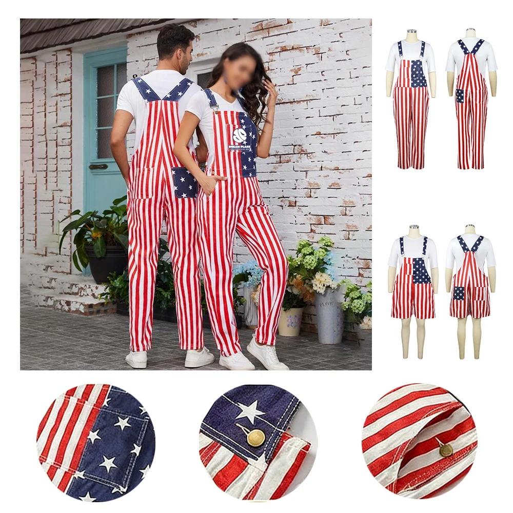 American Flag Overalls for Mens Womens 1