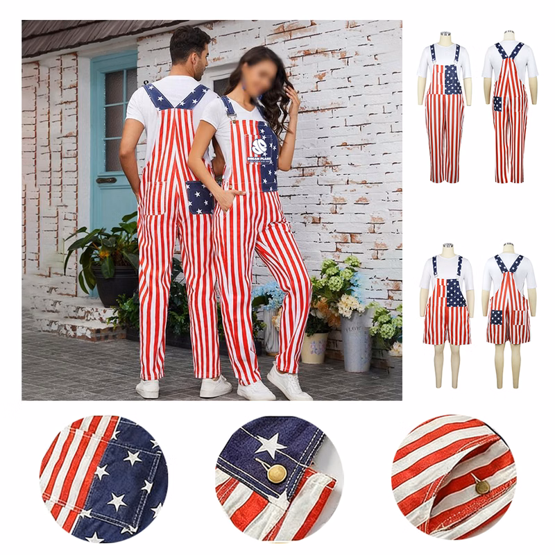American Flag Overalls for Mens Womens