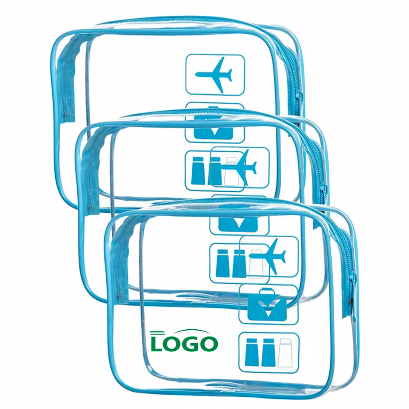 Transparent Cosmetic Pouch with Multicolor Zippers