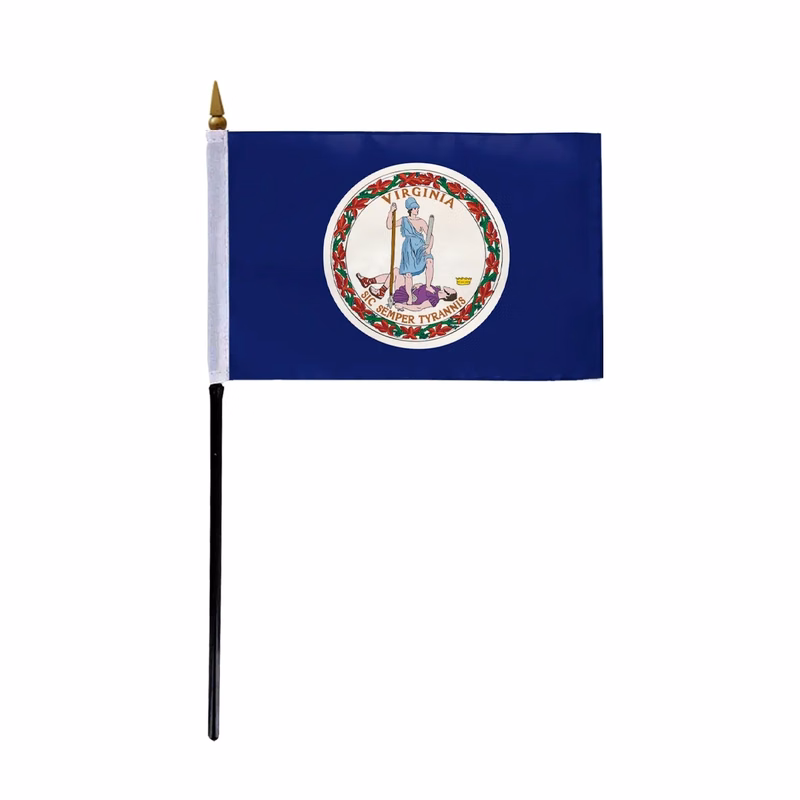 4"x6" & 12"x18'' Virginia ePoly Printed Stick Flags