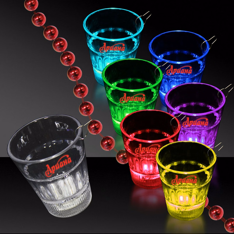 Lite-up Rainbow LED Glow Light Up Shot Glass with J Hook