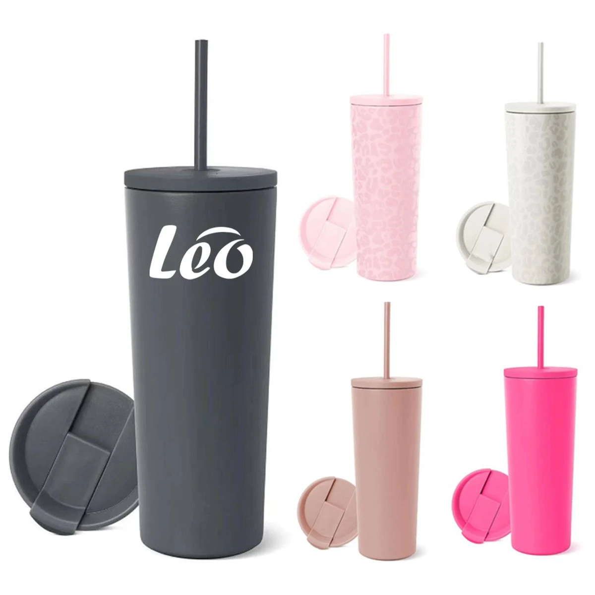 24oz straight stainless steel straw insulated cup 1