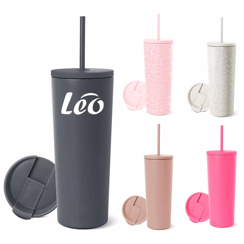 24oz straight stainless steel straw insulated cup