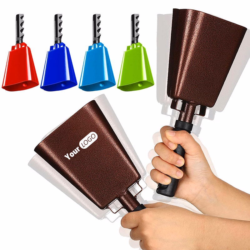 Iron Loud Cow Bells Noise Makers With Handle For Game Day Cheers