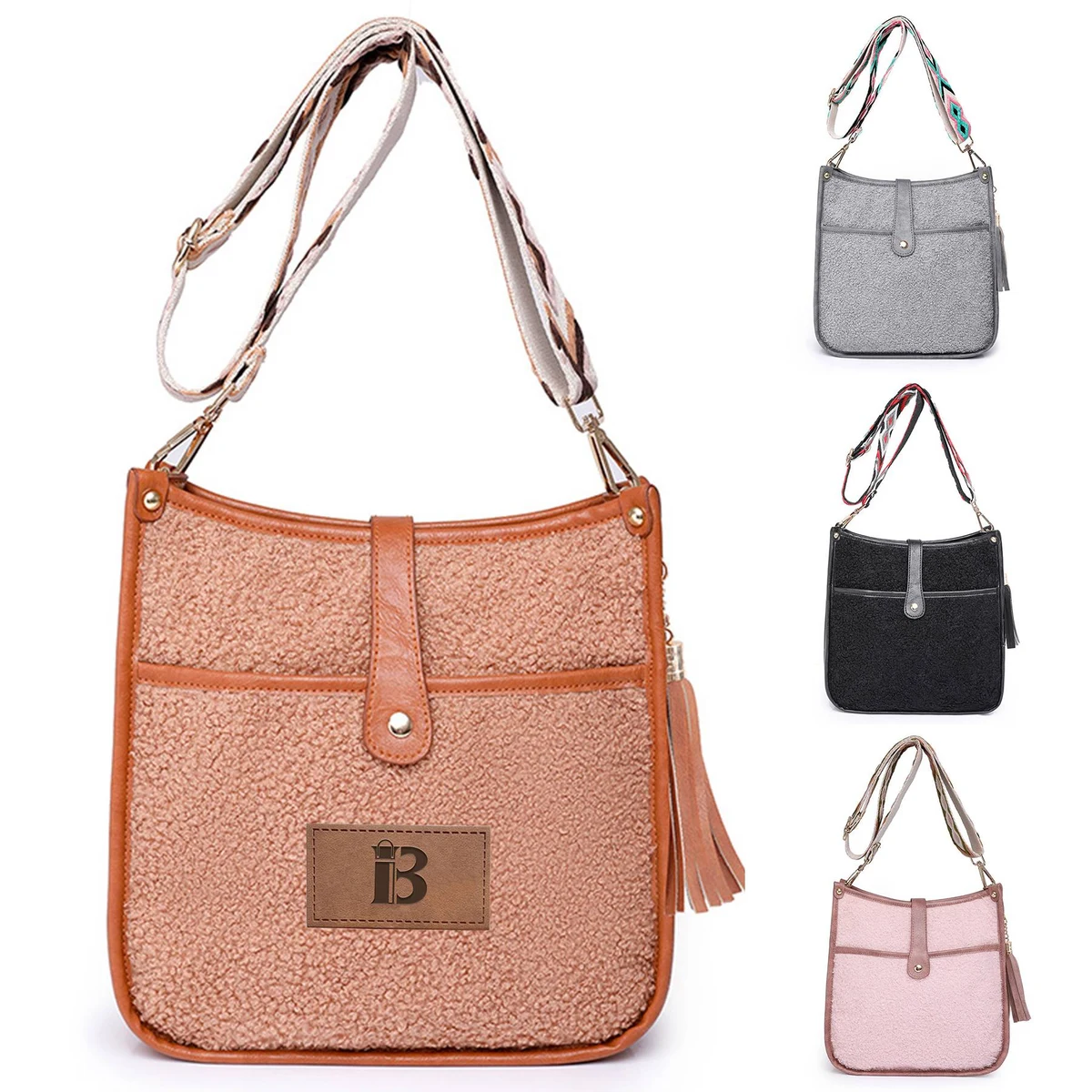 PU Leather Plush Crossbody Bags Fit for Women in Winter 1