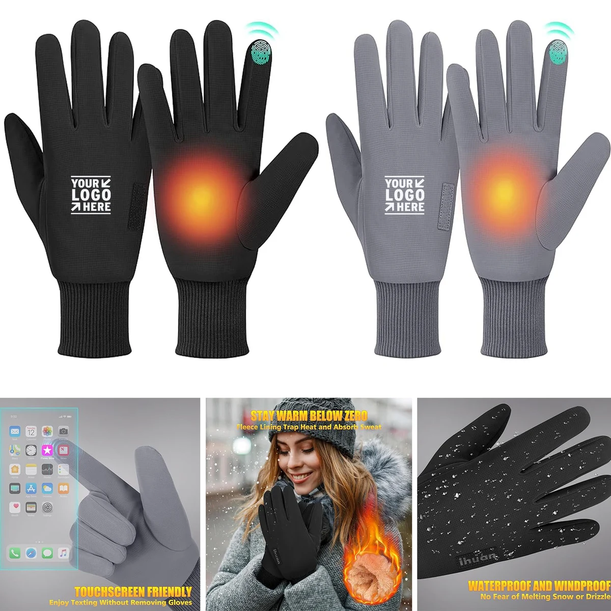 Men Women Cycling Waterproof Cold Winter Weather Warm Gloves with Touchscreen Finger 1