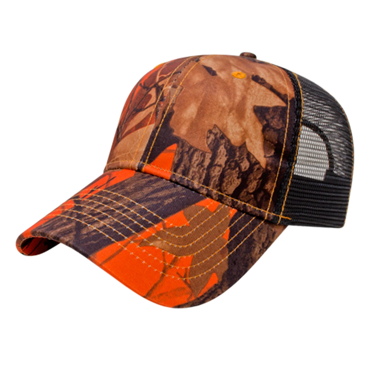 Orange Ridge Camo with Black Trucker Cap 1