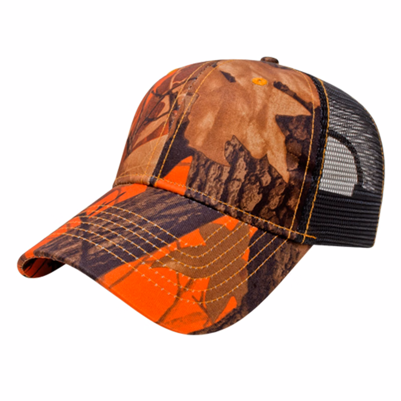 Orange Ridge Camo with Black Trucker Cap