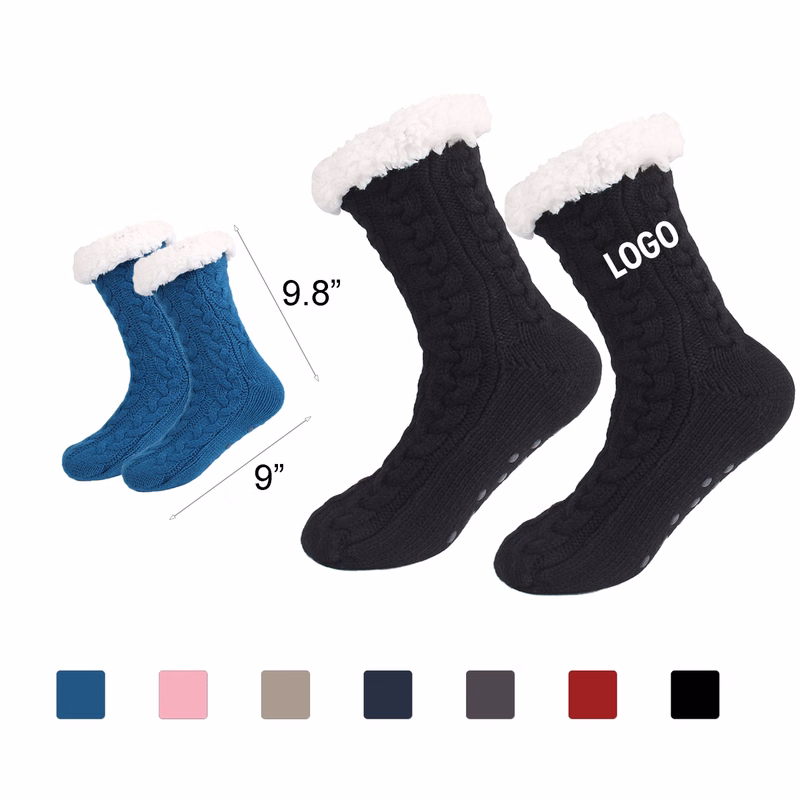 Cable Knit Indoor Socks with Fleece Lining