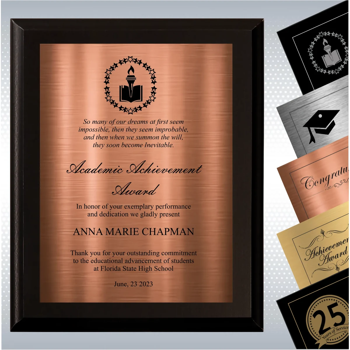 Black Matte Plaque Academic Achievement Award 1