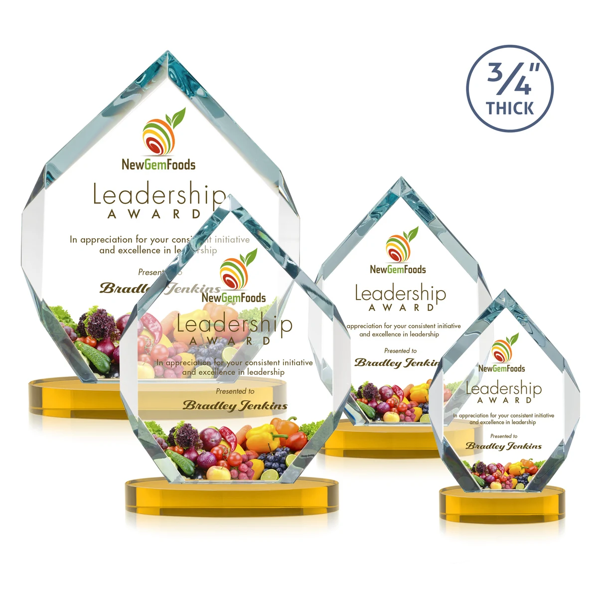 Royal Diamond VividPrint™ Award on Alberton Base - Amber 1