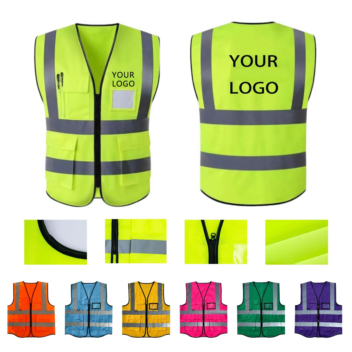 Multiple Pockets High Visibility Safety Reflective Vest 1