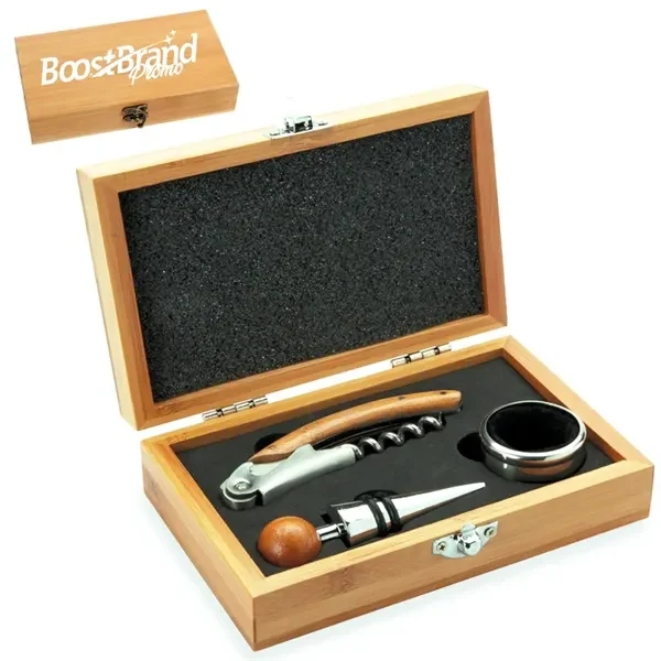 Custom Wine Accessory Gift Set in Wooden Box — Premium Hospitality Gift 1