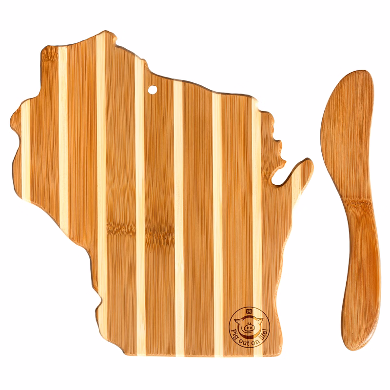 Wisconsin Charcuterie Board with Spreader Knife Gift Set