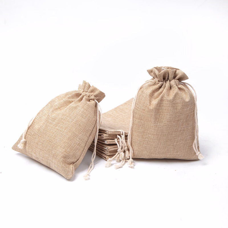 7 7/8" X 5 7/8" Burlap Drawstring Bag