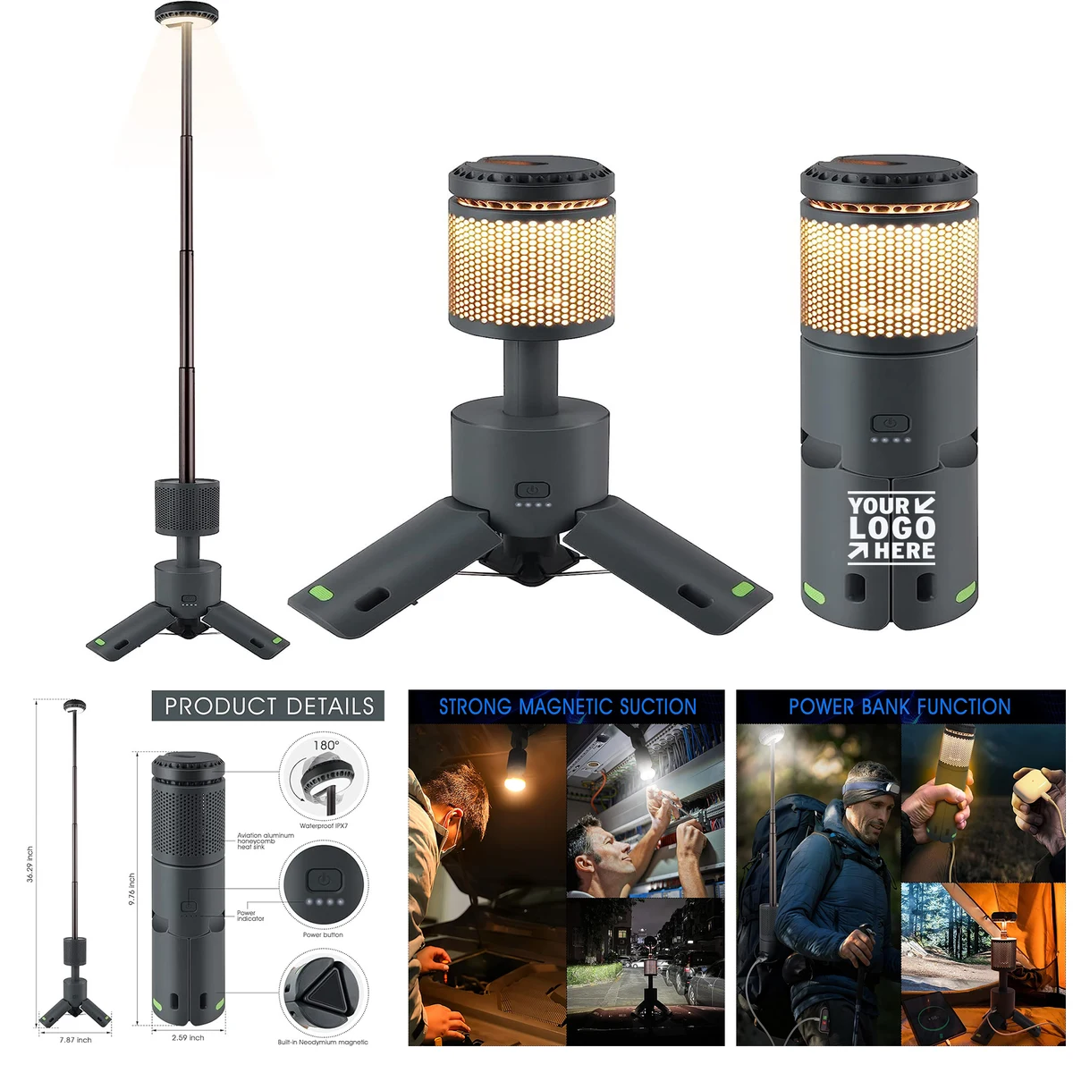 Camping Hiking Telescopic Collapsible Night Flash Light Mobile Lighting 10000mAh Battery 1