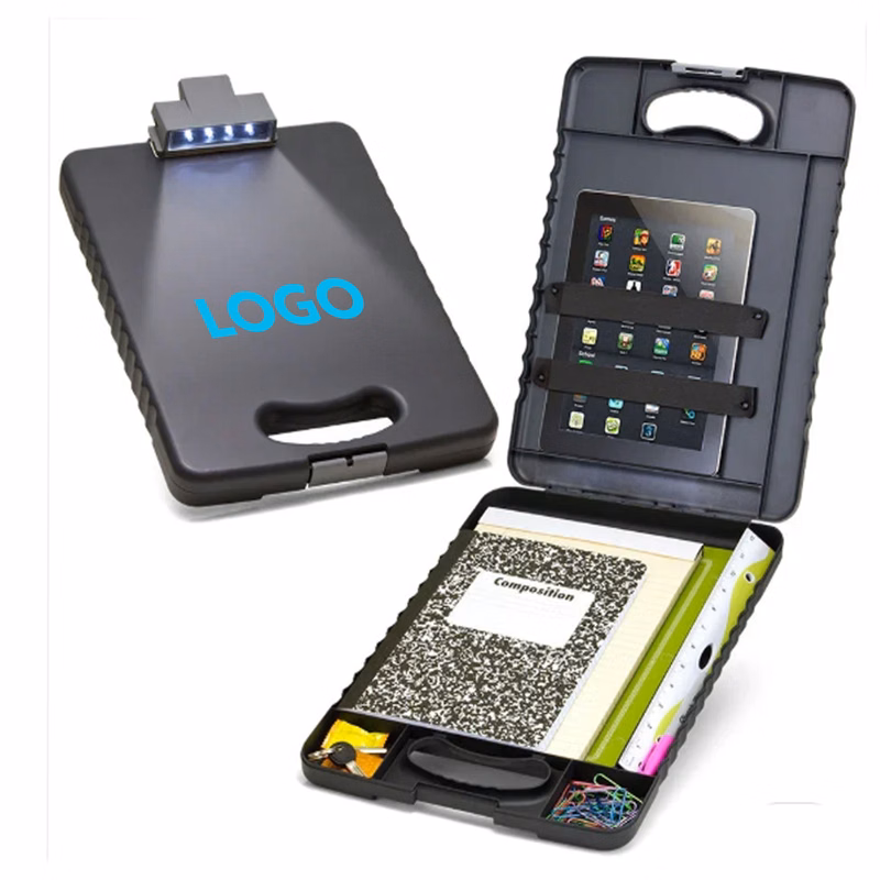 Deluxe Tablet Clipboard Case with LED Light, Charcoal