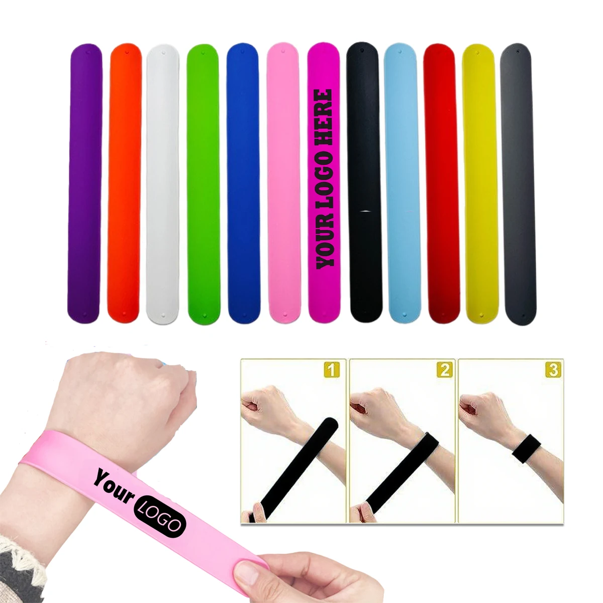 MOQ 50 pcs Silicone Slap Wristband 1