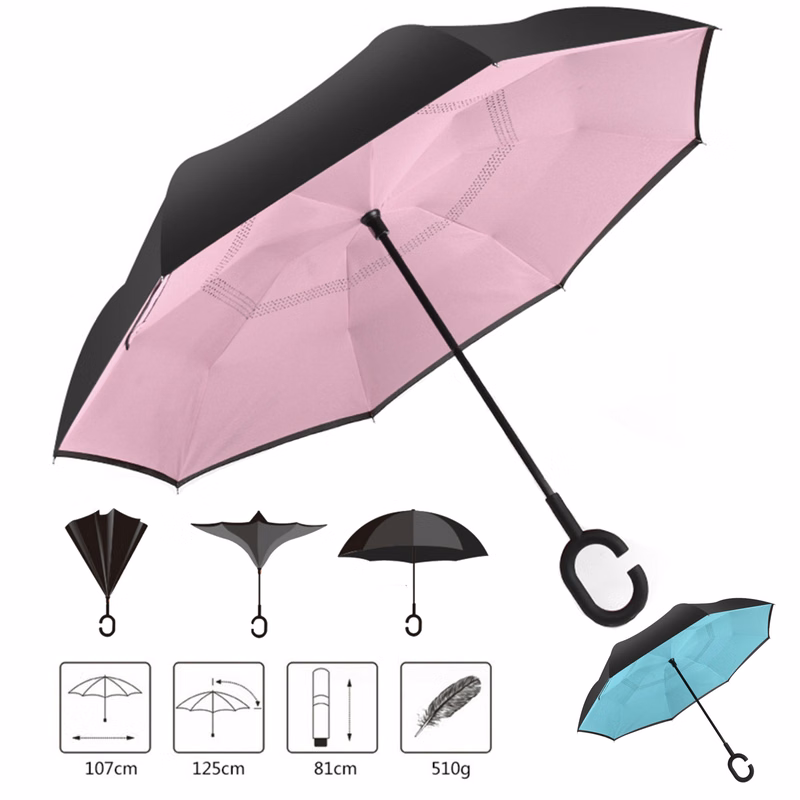 Auto-Open Reverse Inverted Inside Out Double Layer Umbrella