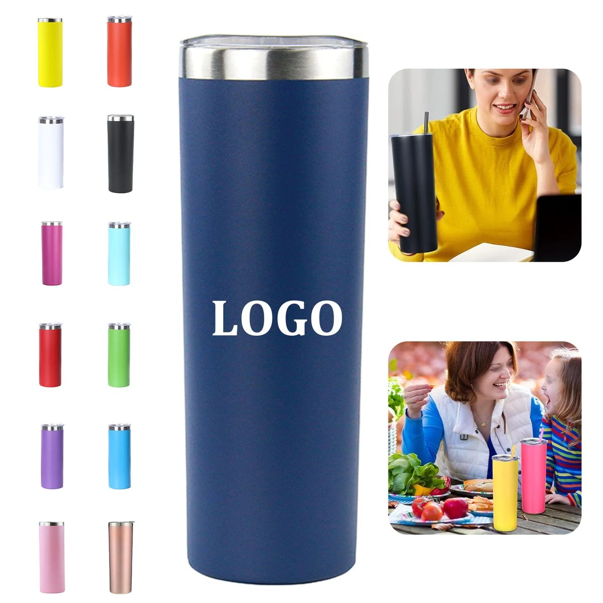 Skinny Tumblers with Straws and Lids 1