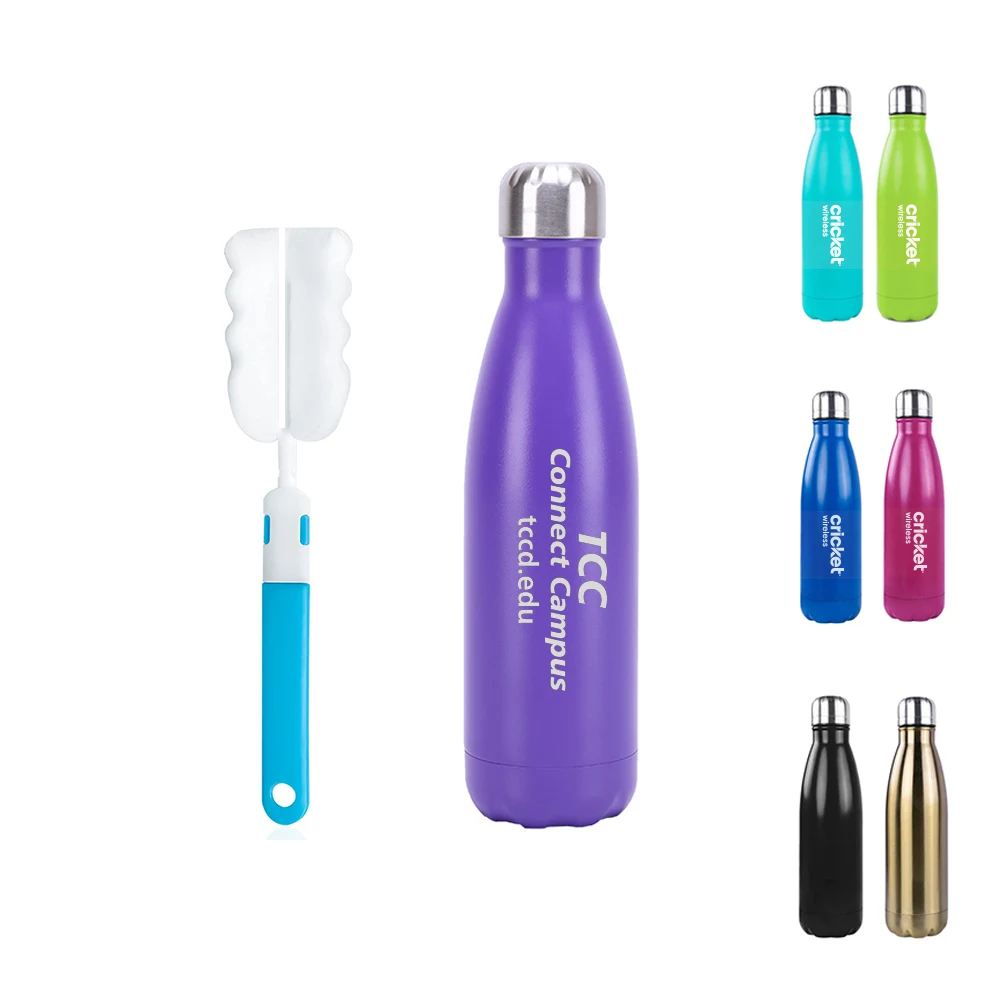 17 oz Stainless Steel Insulated Water Bottle with Sponge Brush 1