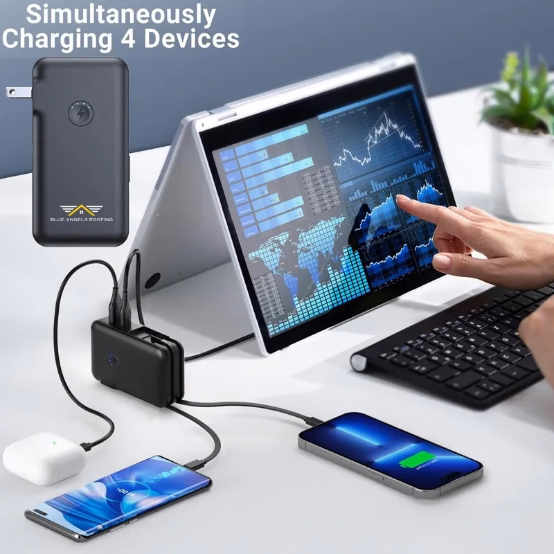 Portable Charger Built-in AC Wall Plug and Cables - 15000mAh